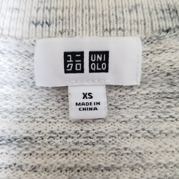 UNIQLO cotton nylon wool heathered gray white long sleeve sweater - Picture 6 of 7
